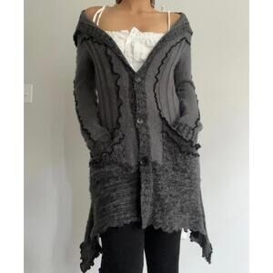 Comfy grey long button up cardigan sweater